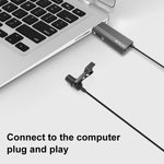 PULUZ USB 클립형 유선 라펠 마이크 녹음용 라발리에 조용한 콘덴서 마이크, 1.2m USB