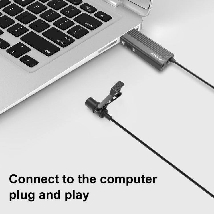 PULUZ USB 클립형 유선 라펠 마이크 녹음용 라발리에 조용한 콘덴서 마이크, 1.2m USB