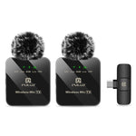 PULUZ 무선 라발리에 마이크 Type-C 폰용, Type-C 수신기 및 듀얼 마이크, Type-C 2 TX + 1 RX