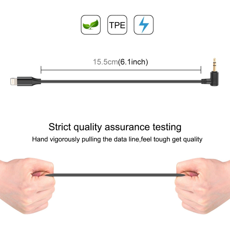 PULUZ 3.5mm TRS 수컷 to 8핀 수컷 라이브 마이크 오디오 어댑터 케이블 PU3153 / PU3154용, 3.5mm to 8핀