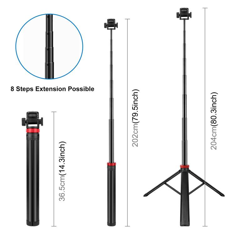 PULUZ 2m 8단 알루미늄 합금 방송용 보조 조명 브래킷 텔레스코픽 삼각대