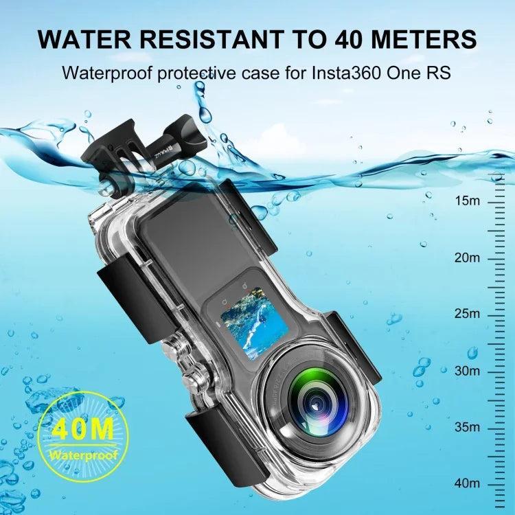 Insta360 One RS 1인치 360 에디션용 PULUZ 40m 방수 하우징 케이스