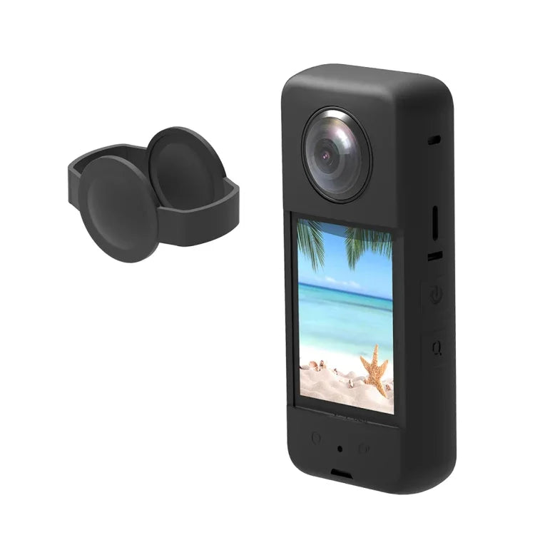 Insta360 X3용 PULUZ 실리콘 보호 케이스 렌즈 커버 포함, 실리콘 케이스(블랙)