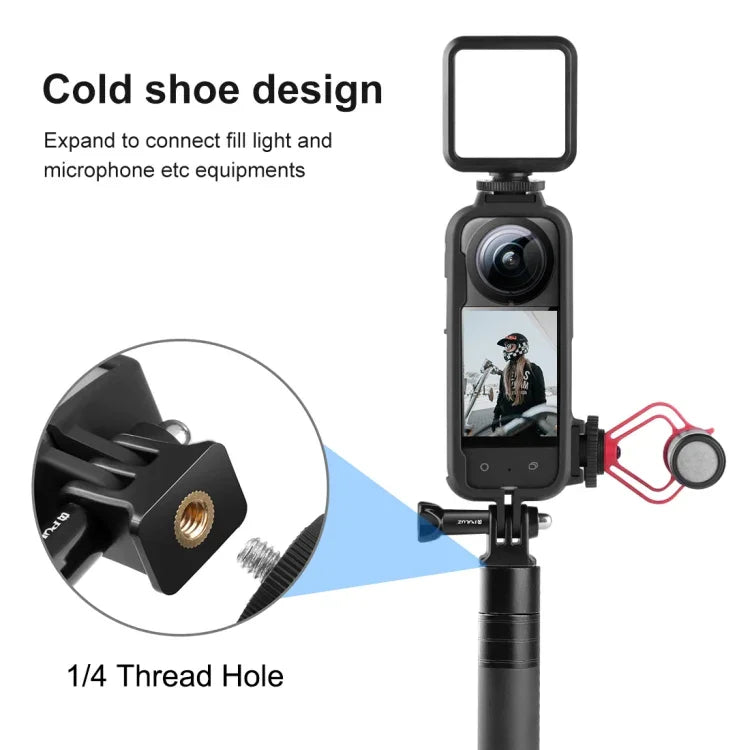 Insta360 X3용 PULUZ 콜드 슈 PC 플라스틱 보호 프레임 어댑터 마운트 및 나사 포함, PC 프레임