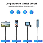 Insta360 One RS / X2 / X3 / DJI Osmo 360용 PULUZ 73.5cm 금속 셀카봉 모노포드 투명 어댑터 베이스 및 나사 포함, 70cm 모노포드