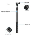 Insta360 One RS / X2 / X3 / X4 / DJI Osmo 360용 PULUZ 110cm 금속 셀카봉 모노포드 투명 어댑터 베이스 및 나사 포함, 110cm 모노포드