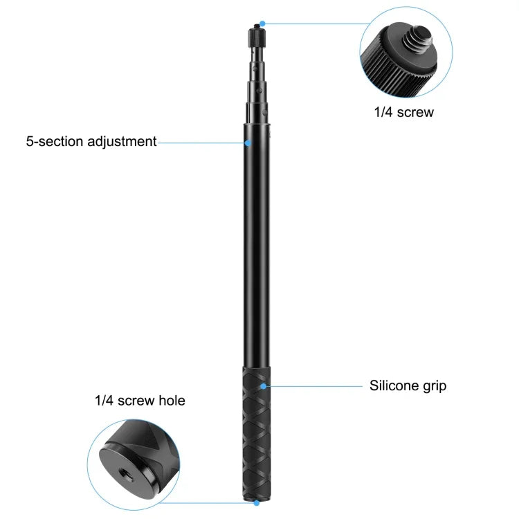 Insta360 One RS / X2 / X3 / X4 / DJI Osmo 360용 PULUZ 157cm 금속 셀카봉 모노포드, 150cm 모노포드
