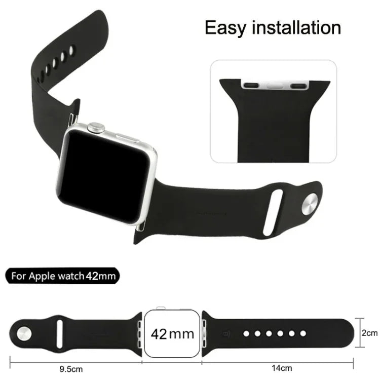 Apple Watch Sport 42mm용 고성능 롱 러버 스포츠 시계줄 핀 앤 턱 클로저 포함