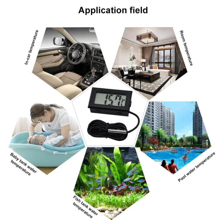 미니 LCD 디지털 냉장고 냉동고 온도계, 삽입 크기 46mm x 26.6mm, 케이블 길이 1m, PT-2