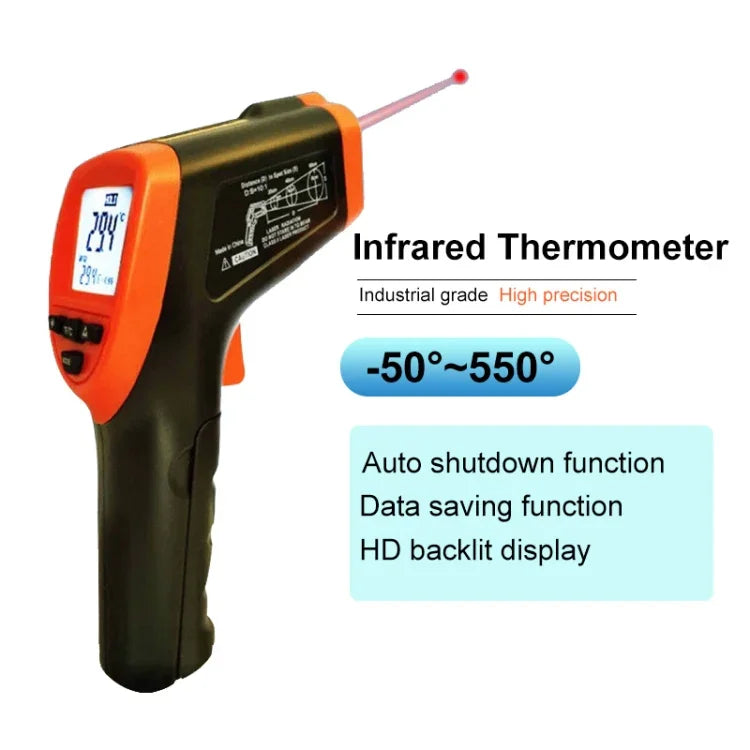 DT-8380 적외선 온도계, 온도 범위: -50 - 550도 섭씨, 거리 범위: 35cm, 적외선 온도계