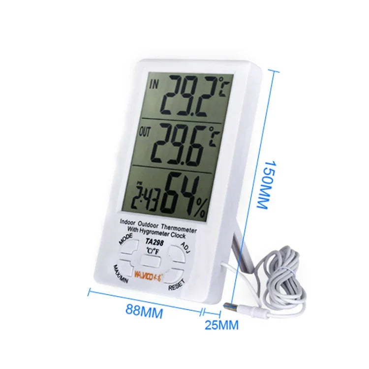 TA298 디지털 LCD 습도계 및 온도계 추가 센서 케이블 포함, TA298