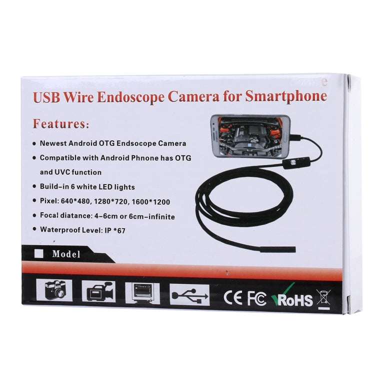 방수 마이크로 USB 내시경 스네이크 튜브 검사 카메라, 6 LED 포함, OTG 안드로이드 폰용, 길이: 1m, 렌즈 직경: 7mm, 7mm