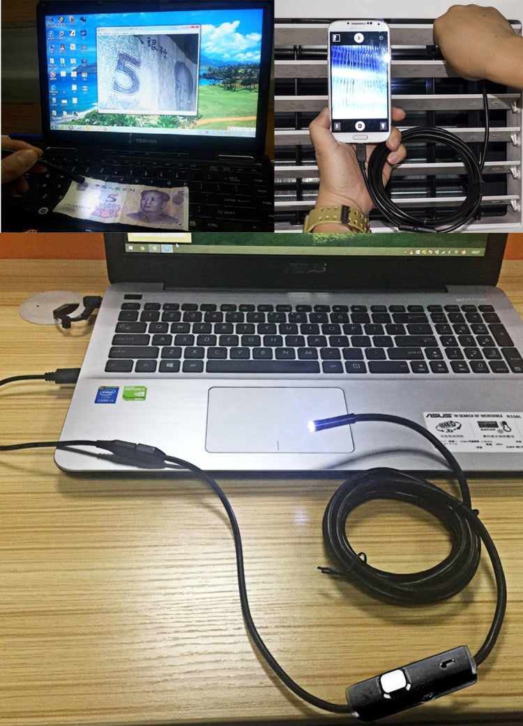 방수 마이크로 USB 내시경 스네이크 튜브 검사 카메라, 6 LED 포함, OTG 안드로이드 폰용, 길이: 1m, 렌즈 직경: 7mm, 7mm