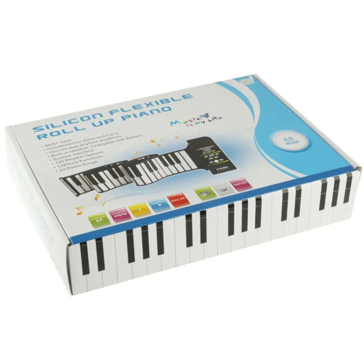 88키 휴대용 MIDI 실리콘 유연 롤업 피아노, 키보드: 133 x 14.2 x 0.6cm, 88키 롤업 피아노