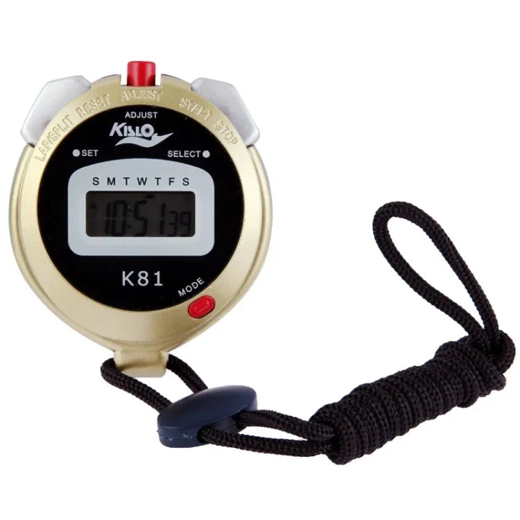 KISLO K81 스톱워치 전문 크로노그래프 휴대용 디지털 LCD 스포츠 카운터 타이머 스트랩 포함, K81