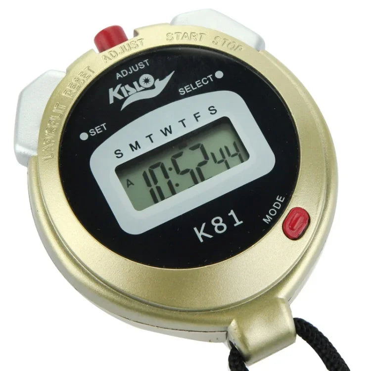 KISLO K81 스톱워치 전문 크로노그래프 휴대용 디지털 LCD 스포츠 카운터 타이머 스트랩 포함, K81