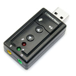 외장 USB 2.0 7.1 채널 3D 가상 오디오 사운드 카드 어댑터, 플라스틱 7.1 채널 블랙