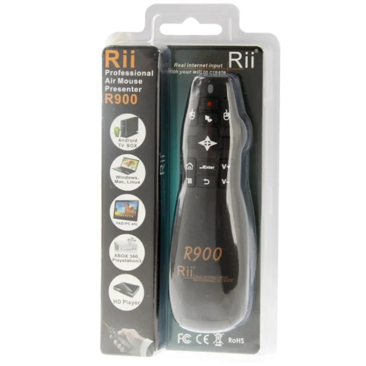 2.4G 무선 프레젠터 레이저 포인터 플라이 마우스 Rii 프로페셔널 에어 마우스 R900 HTPC / 안드로이드 TV 박스 / PS3 / XBOX360 / 태블릿 PC용 (K14 R900), K14 R900