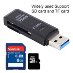 2 in 1 USB 3.0 카드 리더기, 초고속 5Gbps, SD 카드 / TF 카드 지원