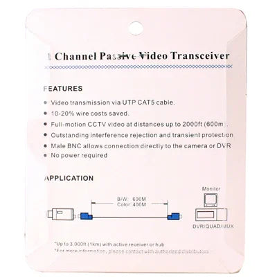 2개 1채널 수동 비디오 발룬 UTP BNC Cat5 트랜시버, X202E