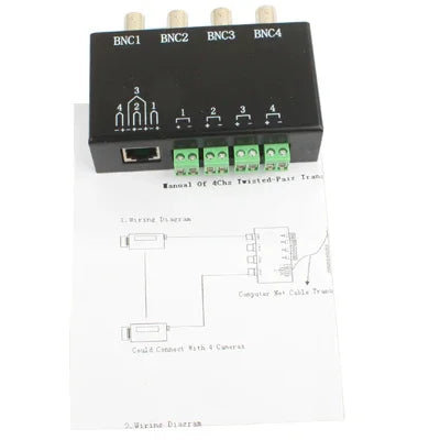 4채널 수동 비디오 BNC에서 UTP RJ45 발룬 트랜시버, QC204