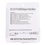 2개입 202C-HD CVI/TVI/AHD 1채널 수동 비디오 발룬 동축 어댑터, 202C-HD