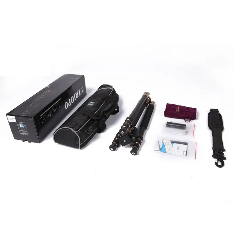 Triopo GT-2504X8.C 조절식 휴대용 카본 파이버 삼각대 B-1 알루미늄 볼 헤드 포함, 캐논 니콘 소니 DSLR 카메라용, GT-2504X8.C (블랙), GT-2504X8.C (골드)