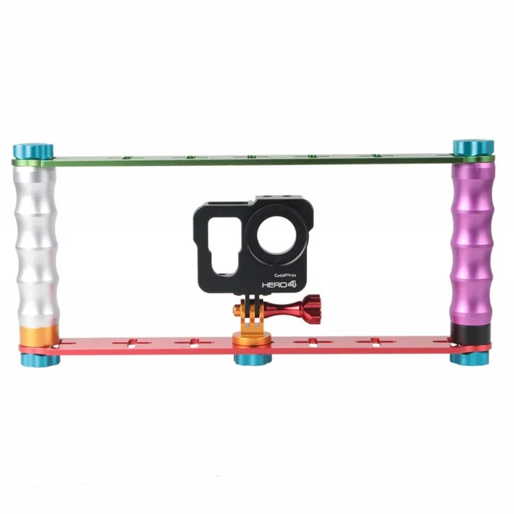 PULUZ 액션 스포츠 카메라용 듀얼 그립 핸들 스태빌라이저 알루미늄 마운트 브래킷, GoPro, Insta360, DJI 및 기타 액션 카메라용 조 클램프 마운트, 듀얼 그립