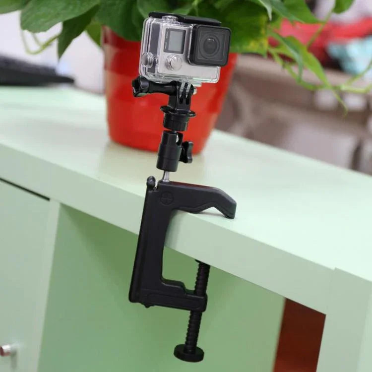 GoPro, Insta360, DJI 및 기타 액션 카메라용 삼각대 어댑터가 포함된 데스크탑 고정 클램프 홀더 마운트, 클램프 크기: 1 - 6 cm, 테이블 클램프