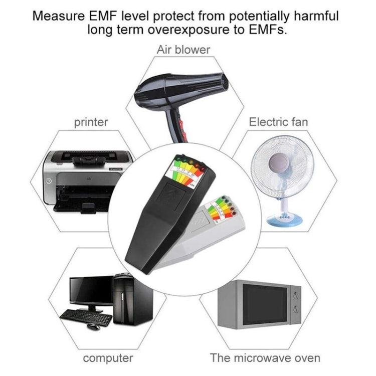 5-LED 전자기 방사선 감지기 EMF 미터 테스터, 스타일 2 화이트, 스타일 2 블랙