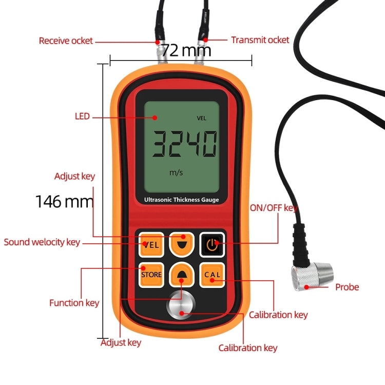 GM-100 초음파 두께 측정기 테스터 게이지 속도 1.2~225mm, GM-100