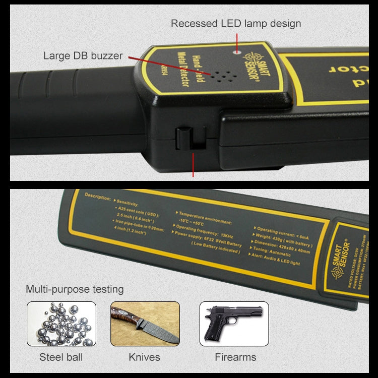 AR954 휴대용 보안 금속 탐지기, 탐지 거리: 60mm, AR954