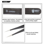 BEST BST-200ESD 202 스테인리스 스틸 정전기 방지 팁 핀셋, BST-200ESD