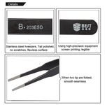 BEST BST-203ESD 202 스테인리스 스틸 정전기 방지 팁 핀셋, BST-203ESD