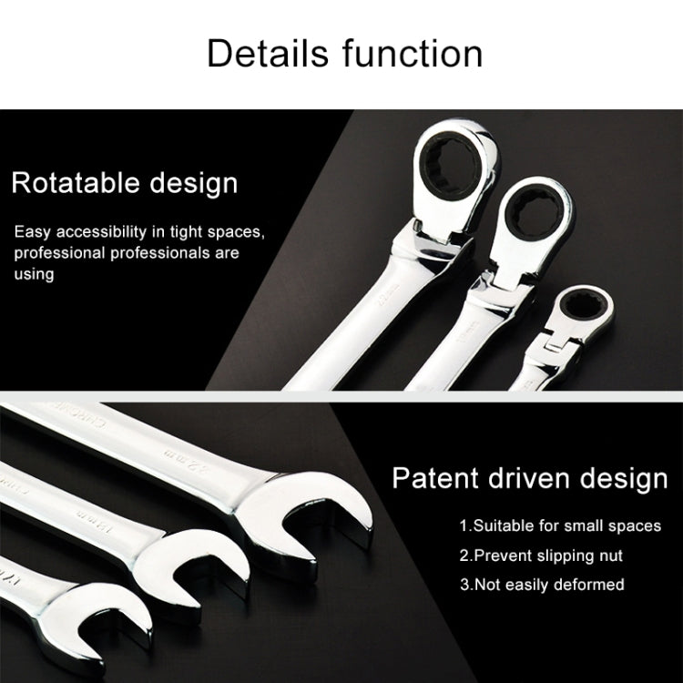 19mm Dual-use Opening Plum Ratcheting Angled Wrench , Length: 24.5cm, 19mm