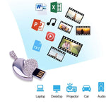 은색 하트 모양 다이아몬드 쥬얼리 USB 플래시 디스크, 발렌타인 데이 선물용, 2GB, 4GB, 8GB, 16GB, 32GB