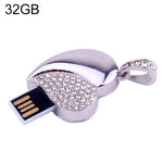 은색 하트 모양 다이아몬드 쥬얼리 USB 플래시 디스크, 발렌타인 데이 선물용, 2GB, 4GB, 8GB, 16GB, 32GB