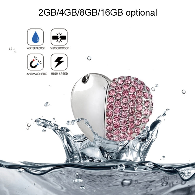 하트 모양 다이아몬드 쥬얼리 USB 플래시 디스크, 발렌타인 데이 선물용, 2GB, 4GB, 8GB, 16GB