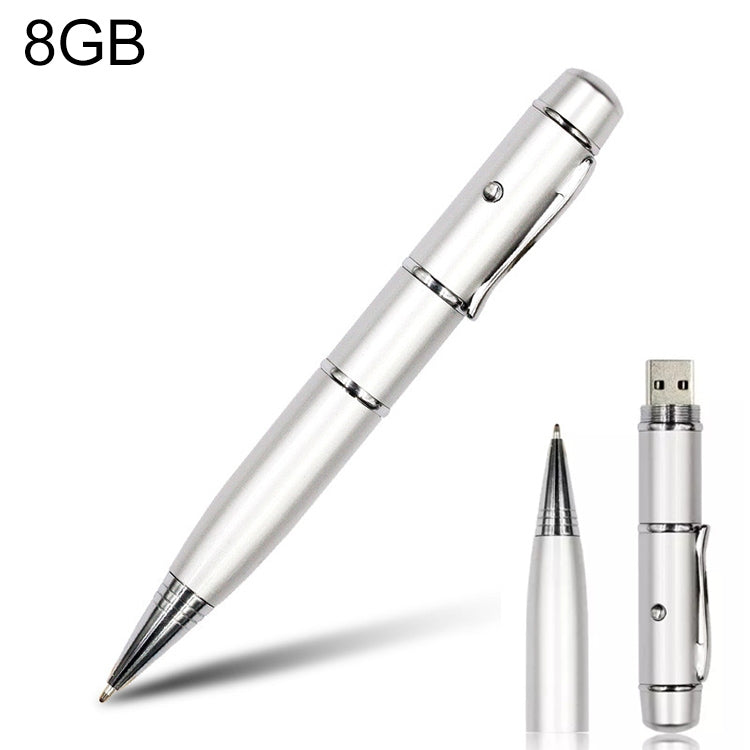 3-in-1 레이저 펜 스타일 USB 플래시 디스크, 실버 (8GB), 8GB (실버)