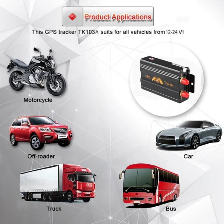 TK103A GPS / SMS / GPRS 추적기 차량 추적 시스템, 듀얼 SIM 카드 지원, 차량, 택시, 트럭 전용 설계, TK103A