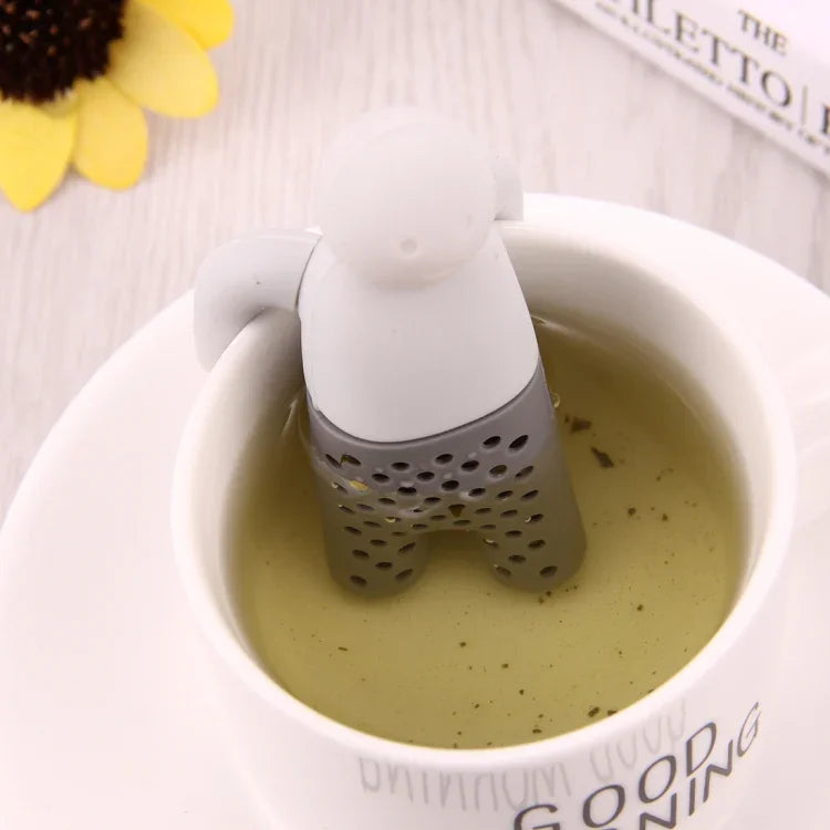 귀여운 Mr Tea 인퓨저 실리콘 티 스트레이너, 귀여운 Mr Tea