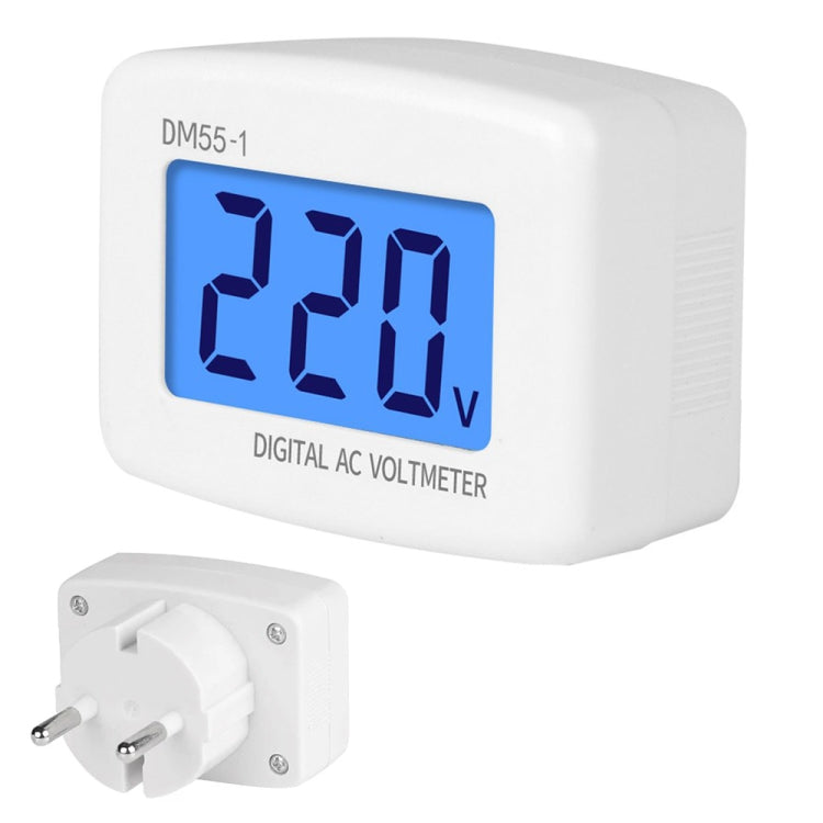 DM55-1 LCD AC 디지털 전압계, 측정 범위: 110V-300V, EU 플러그