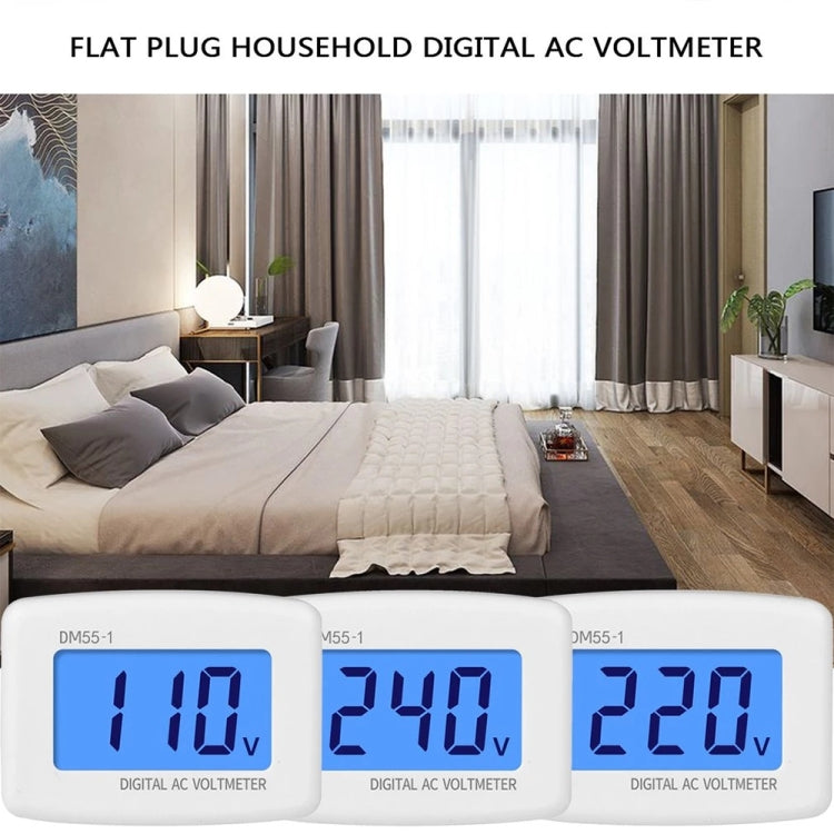 DM55-1 LCD AC 디지털 전압계, 측정 범위: 110V-300V, EU 플러그