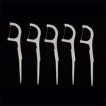 50 PCS Tooth Pick with Thread Wide Type ABS Dental Floss, 50 PCS