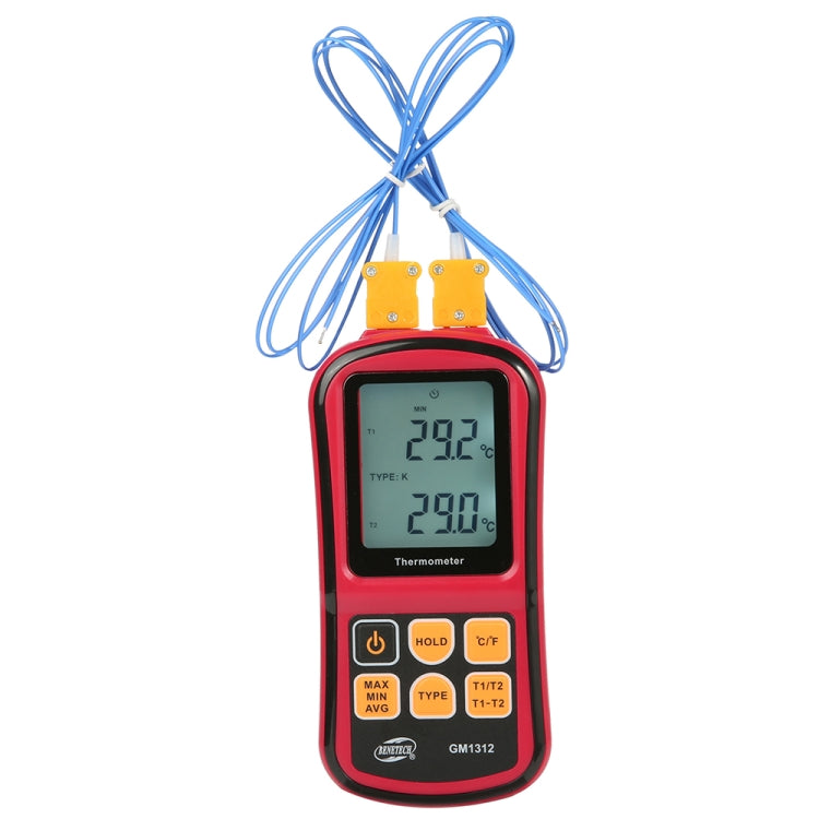 BENETECH GM1312 2.4인치 LCD 화면 열전대 온도계 J,K,T,E,N 및 R 타입 측정, 측정 범위: -50~300도C