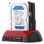올인원 듀얼 2.5인치/3.5인치 SATA/IDE HDD 도크 스테이션 카드 리더 및 허브 포함