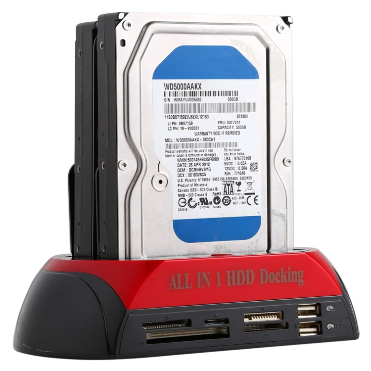 올인원 듀얼 2.5인치/3.5인치 SATA/IDE HDD 도크 스테이션 카드 리더 및 허브 포함