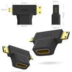 3-in-1 HDMI 암컷 to 미니 HDMI 수컷 + 마이크로 HDMI 수컷 어댑터, HDMI 암컷 to 미니 HDMI+마이크로 HDMI