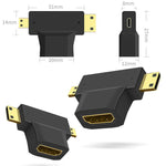3-in-1 HDMI 암컷 to 미니 HDMI 수컷 + 마이크로 HDMI 수컷 어댑터, HDMI 암컷 to 미니 HDMI+마이크로 HDMI