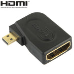 금도금 마이크로 HDMI 수컷 to HDMI 19핀 암컷 어댑터 90도 각도, 마이크로 HDMI to HDMI
